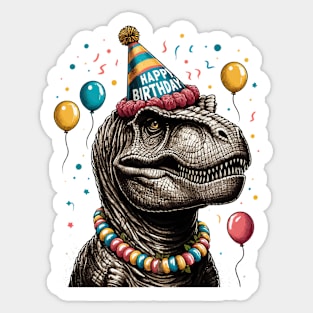 Happy Birthday Party Dinosaur Tyrannosaurus Sticker